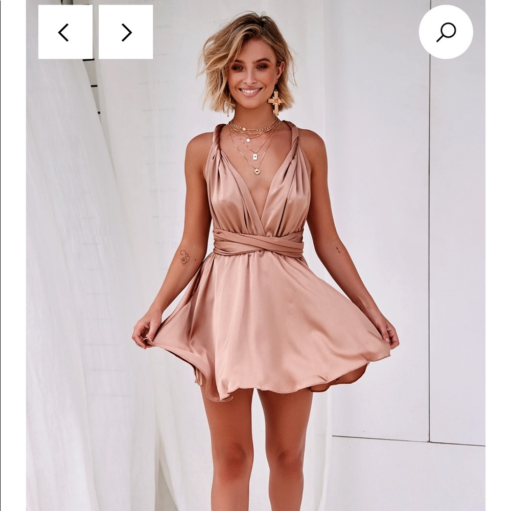 NWT Mocha Satin Multi-way Dress